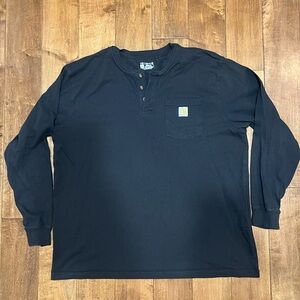 Carhartt Henley Long Sleeve Loose Fit Pocket Tee T shirt XL